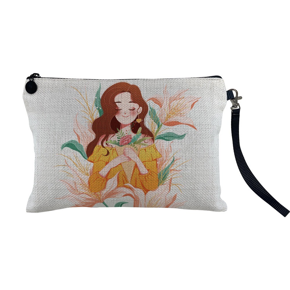 Custom Portable Blank Linen Sublimation Cosmetic Bag Pencil Bag For Sublimation Photos Printing