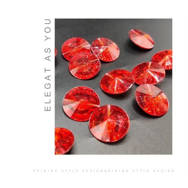 Modern-Style Red Acrylic Round Resin Button Flat Back Crystal Decorative for Kitchen Bathroom Dining and Living Room