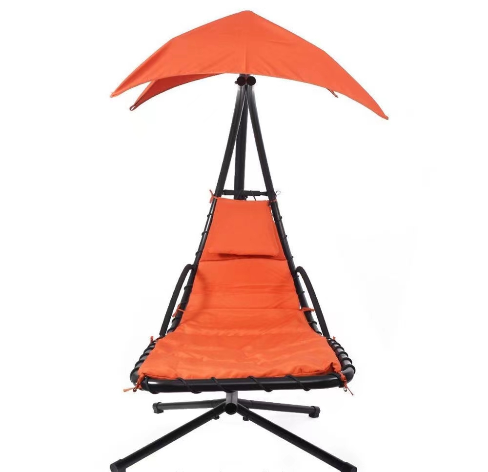 Customized Color Hanging Chaise Lounger Chair with Canopy and 260KGS Weight Capacity