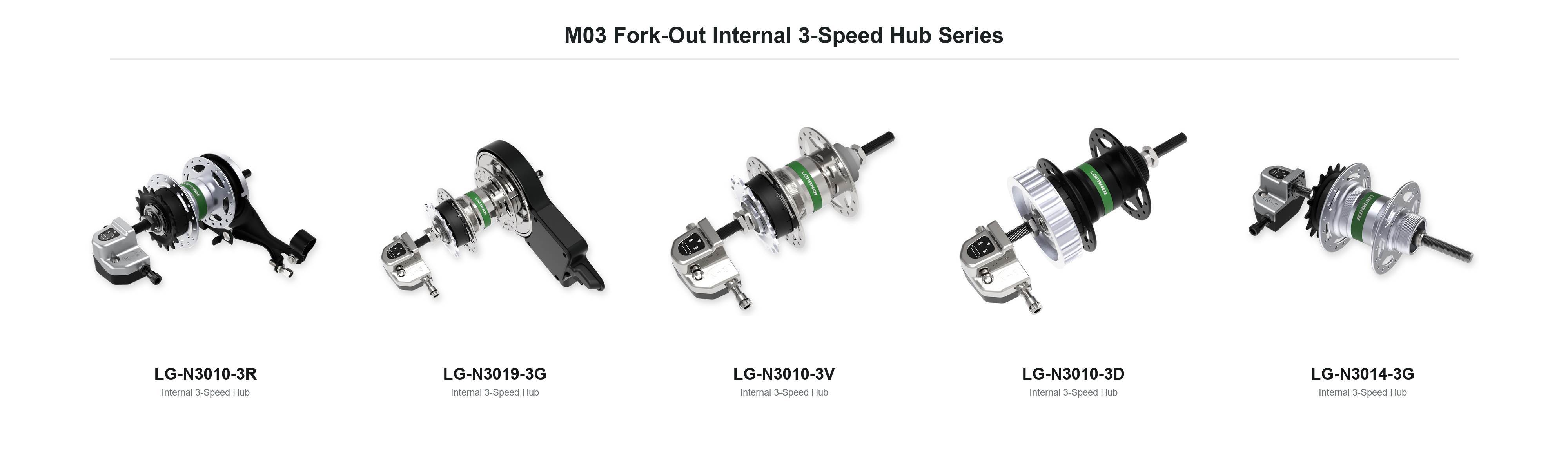 M03 Manual 3-Speed Internal Gear Hubs With Multiple Brake Options