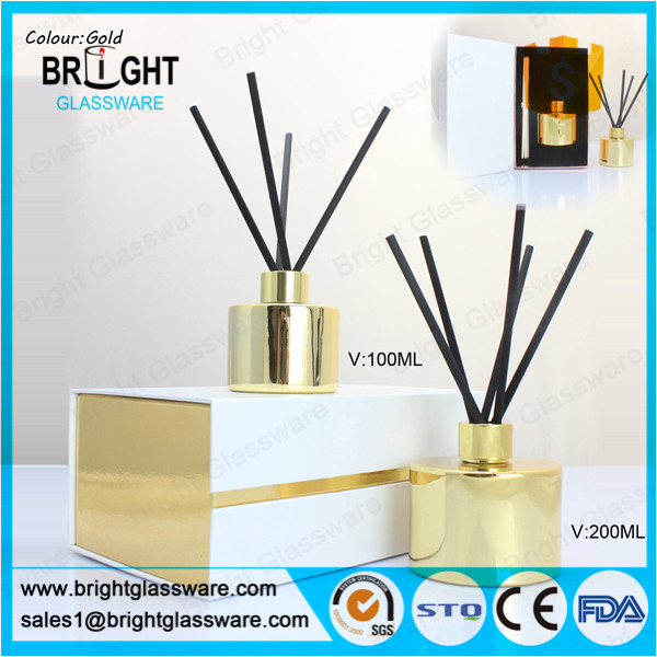 high quality glass gold reed diffuser bottle with gift box