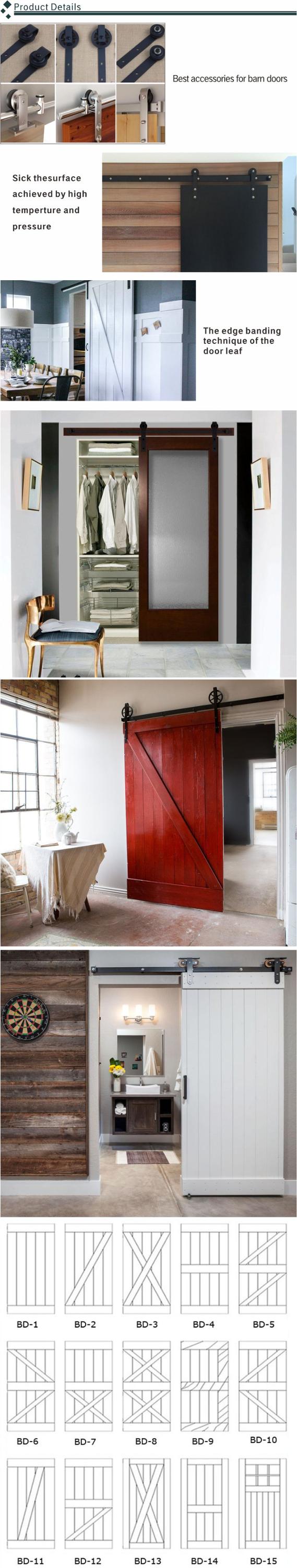 Custom Made White Wooden Mirrored Barn Door From Guangzhou Factory