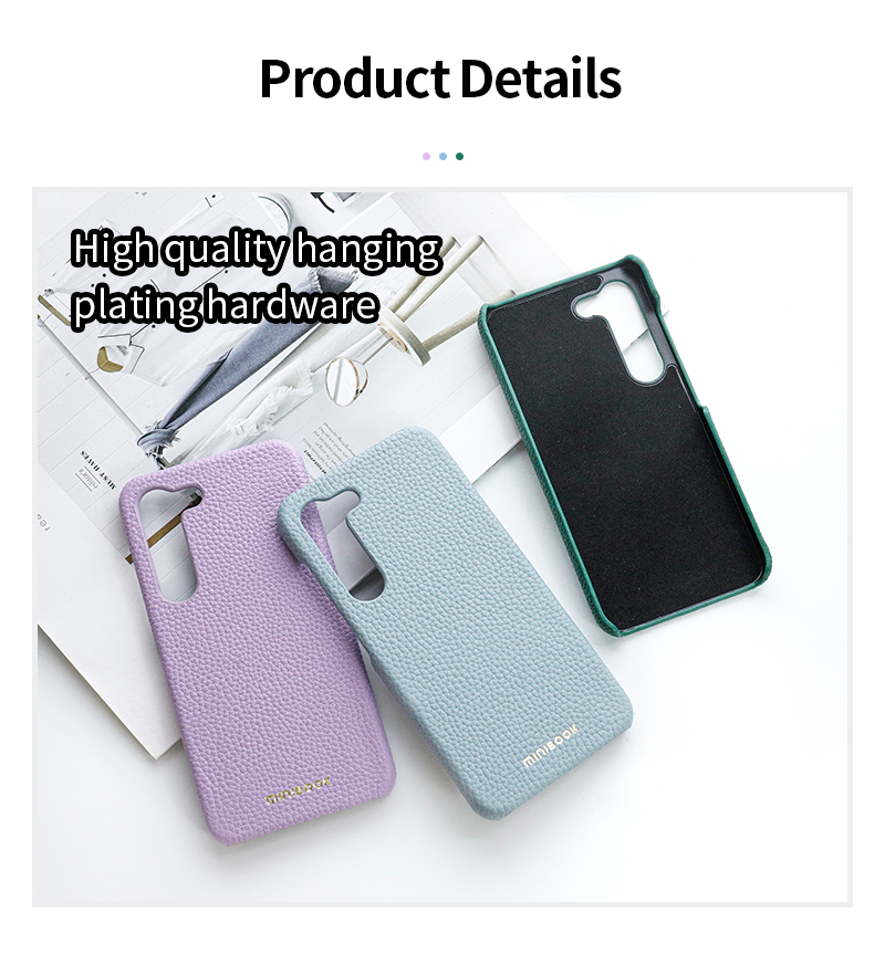 OEM/ODM Genuine Leather Camera Protection Phone Case for SAMSUNG Classic Pebble Grain