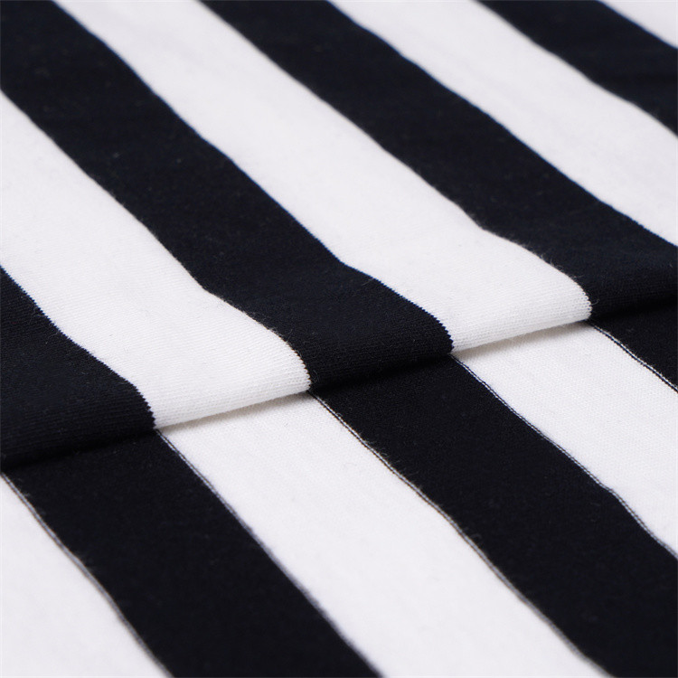 Comfortable And Breathable Soft Light Skin-Friendly Striped Knit Fabric For T-Shirt
