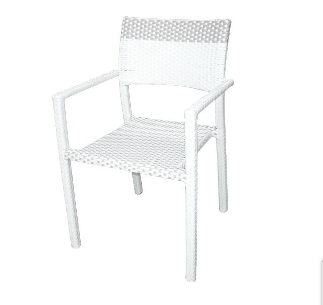 White PE rattan wicker salon chair outdoor plastic gym chair aluminum frame garden colorful chair---YS5675