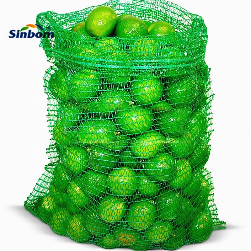 Drawstring Sealing Raschel Mesh Bag for HDPE Recycle Onions Packaging in Yellow