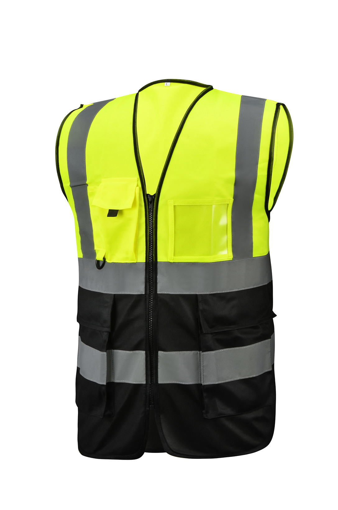 Knitting Polyester Hi Vis Vest With Pockets Reflective Safety Green Vest