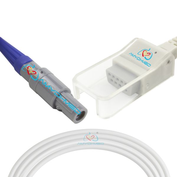 Grey TPU 6 Pin 40 Degree SpO2 Adapter Cable Pulse Oximeter Connector For Mindray PM9000 And Nellcor DB9