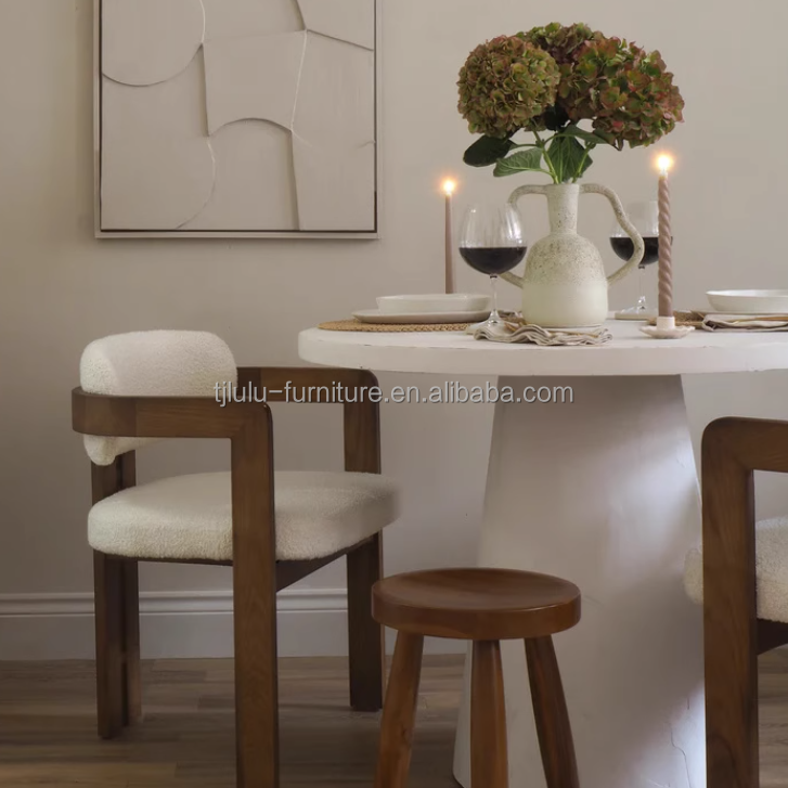 Modern Design Lamb Wool/Velvet Material Simple Solid Wood Dining Chair with Lift Chair Style and Customizable Logo
