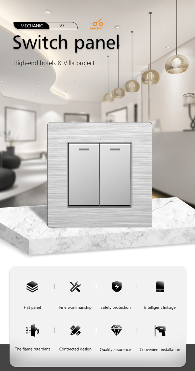 Traditional 1 / 2 / 3 Gang Wall Switch Panel Aliminum Rocker Light Switch