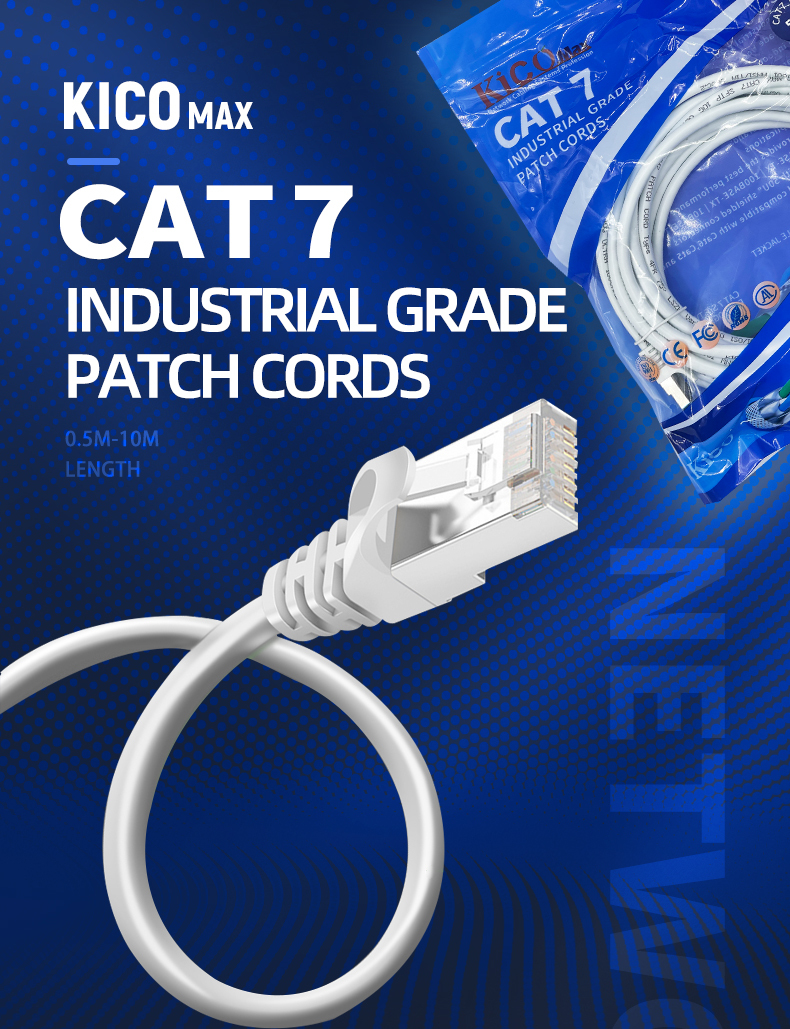 KICO Round CAT7 Sstp Patch Cord Cable CAT 7 Shielded Network Cables Lan Cable Network Cable