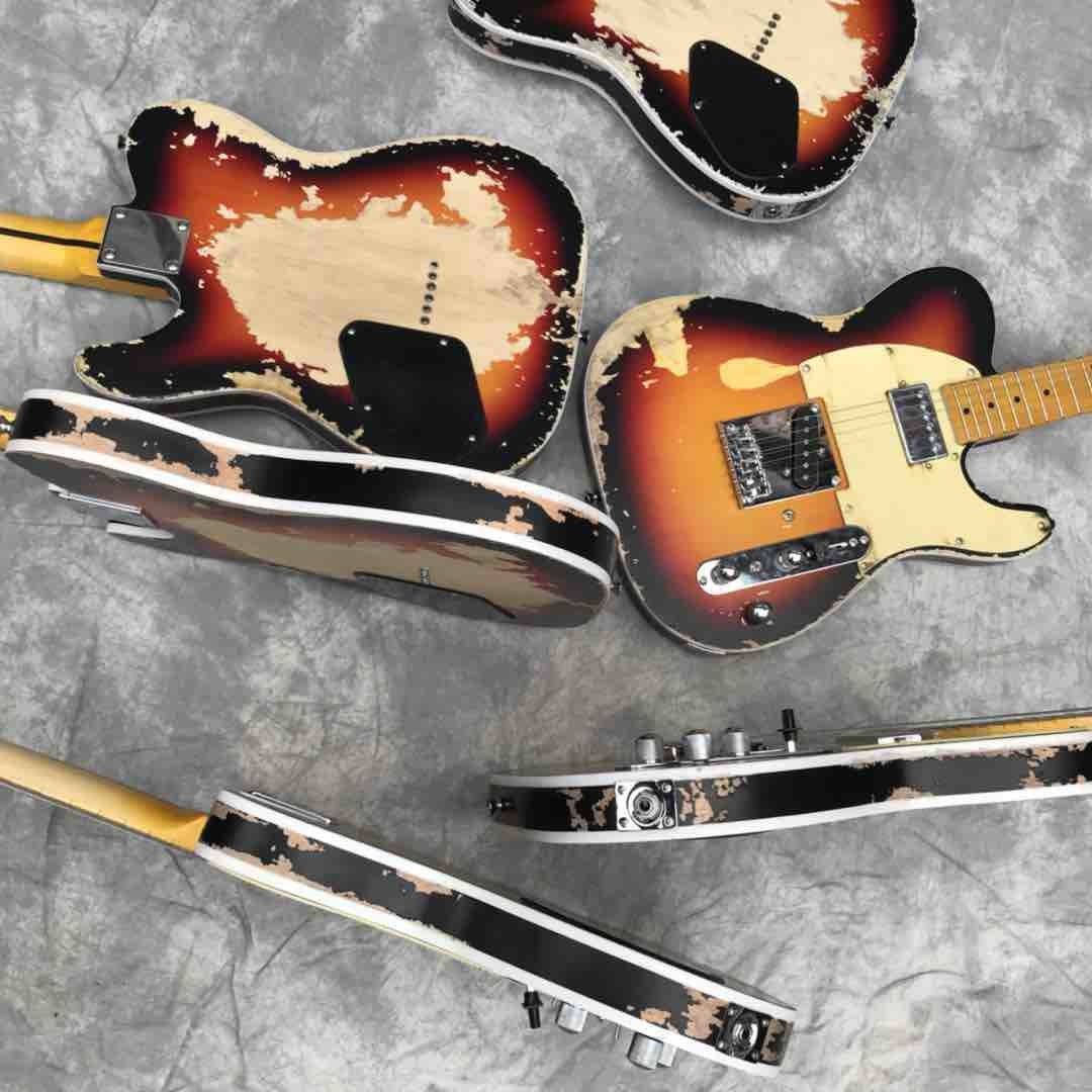 Custom Limited Edition Relic Tele Electric Guitar in Sunburst Tele Electric Guitar