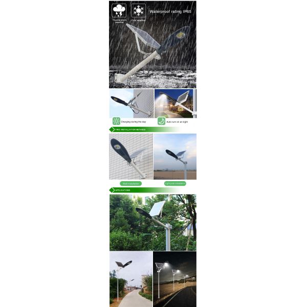 Split Aluminum Solar Powered LED Street Lights COB Chips High Bright IP65 Waterproof