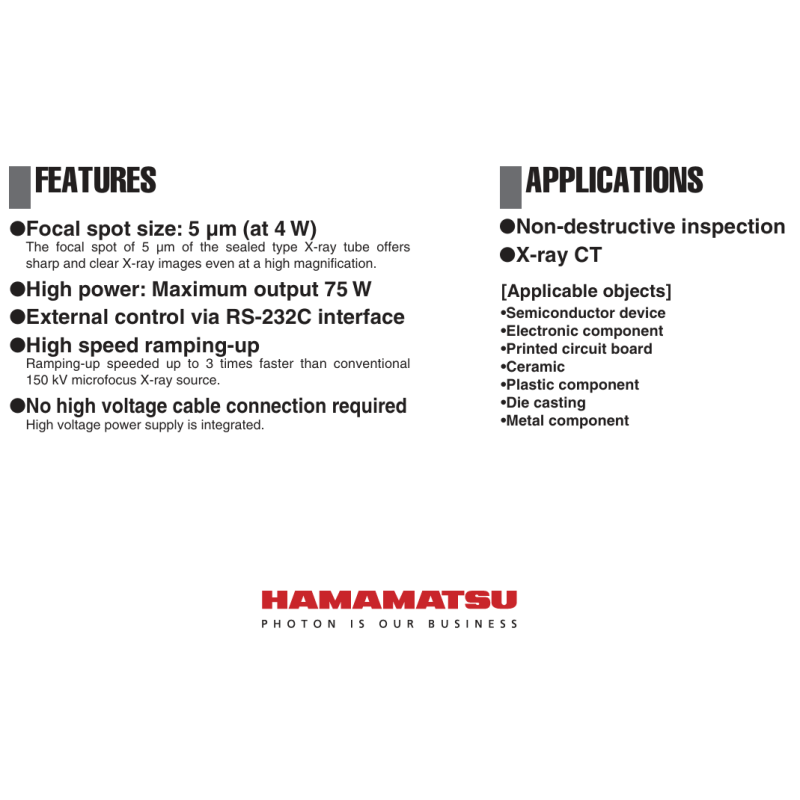 High Stability L12161-07 Hamamatsu X Ray Source For Electrical Devices / Mount Boards