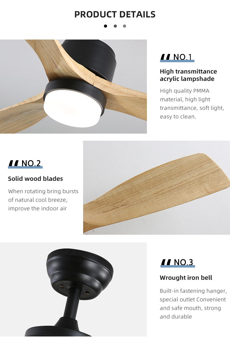 52Inch Time Setting Wood Ceiling Fan Light