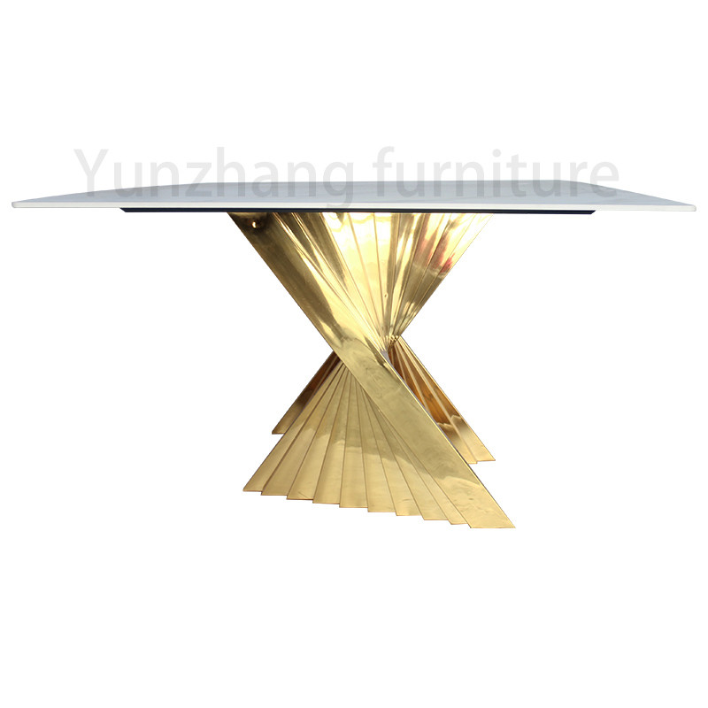 Modern villa model room marble dining table household rectangular dining table modern