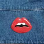 Fashion Design Custom 3D Embossed Flaming Lip Shape Soft Rubber PVC Patch with