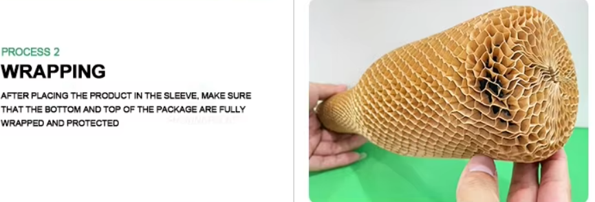 Cylindrical Honeycomb Kraft Paper Wrap Roll Brown / White Honeycomb Sleeve