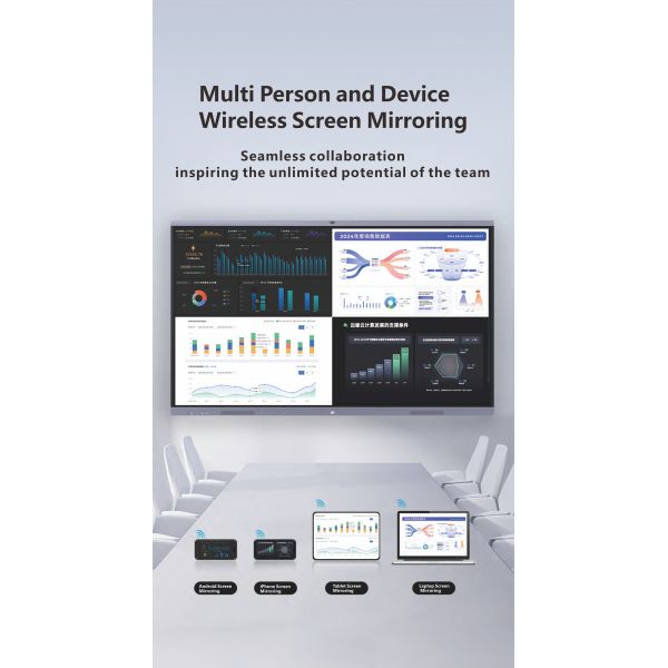 65 Inch 4K HD Screen Standard Interactive Board with Android 14.0 and 350cd/m2 Brightness for Education and Meeting