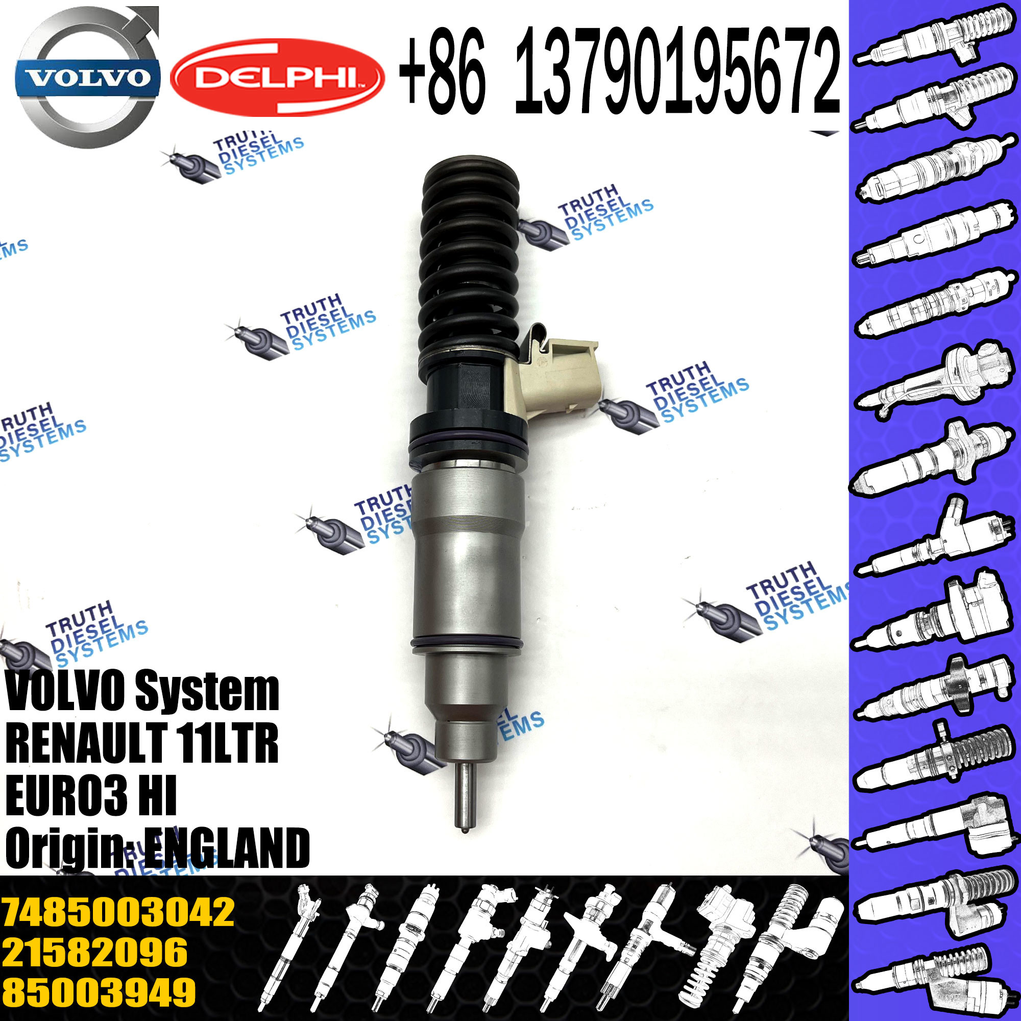 New Common rail fuel injector 21028880 7421028880 7421644598 7485003042 BEBE4D20002 for VOL MD11 Premium