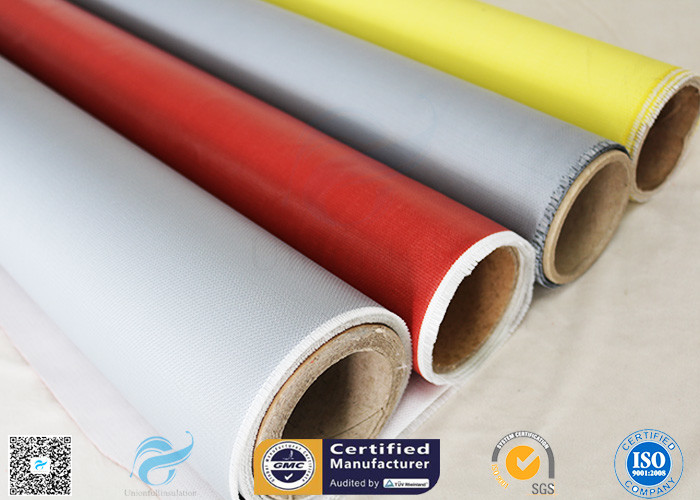 260℃ Fire Protection 0.5mm E - glass Silicone Coated Fiberglass Fabric Satin Weave