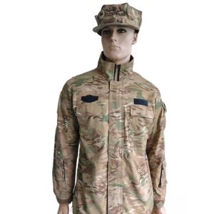 Quality Custom Camouflage Military Jacket with Zipper and Velcro Pockets for sale