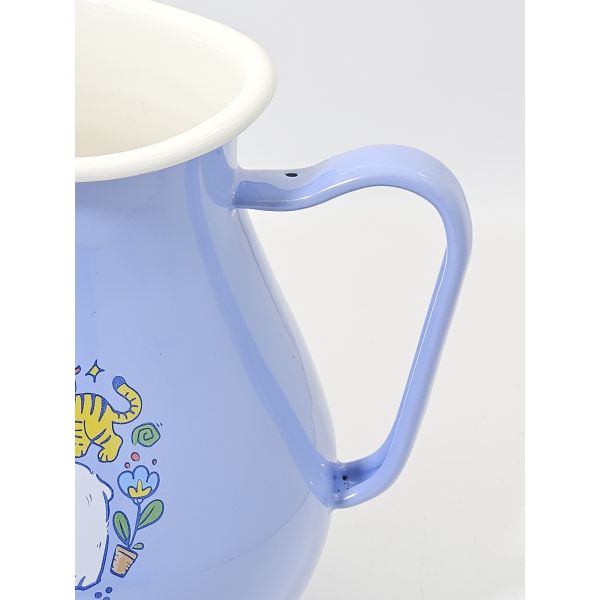 Solid Color Plain Belly Shaped Enamel Pitcher Durable Enamel Kettle Enamel Tableware For Daily Drink Storage