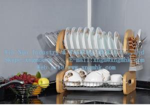Quality Wooden dish rack, stainless steel dish rack, kitchen utensils dish rack, drain bowl rack for sale