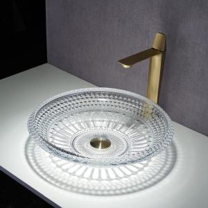 Quality Bathroom Wash Basin Bowl Above Counter 450mm Crystal Clear Artistic for sale