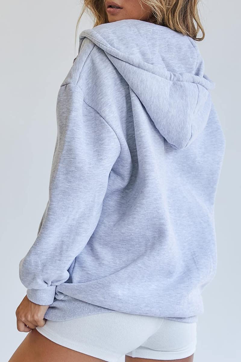 Fall Must Have Custom Oversized Womens Zip Up Hoodie Sweatshirts Drawstring Zip Up
