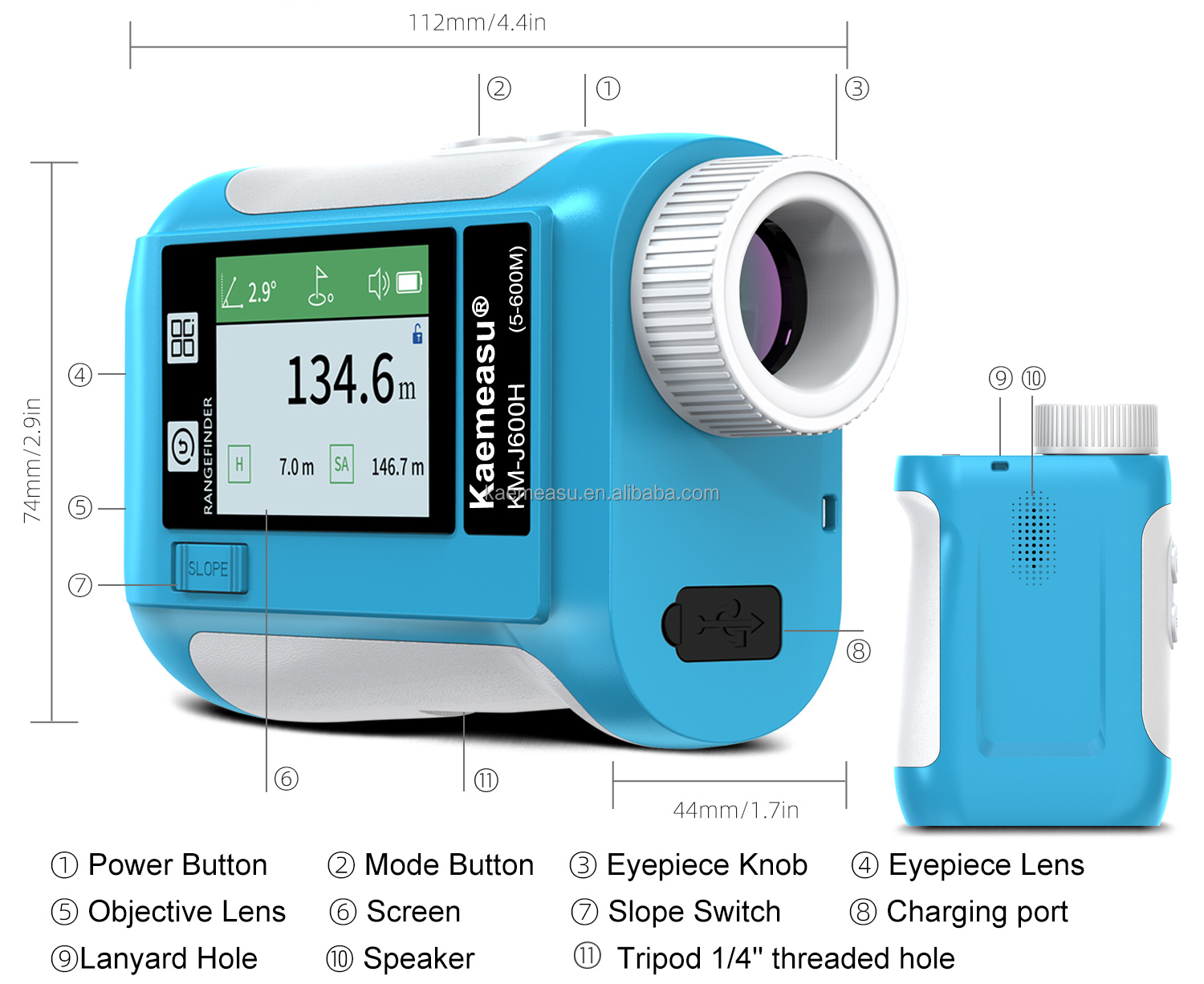 J1500m Multifunction Laser Distance Meter Handheld Measure Level Calculate for Construction Golf Hunting