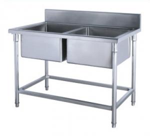 Quality Commercial Kirchen Stainless Steel Inlet And Outlet Bench  With Double Sink  Bowl  Assembling Sink Table for sale