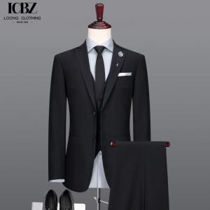 Customized Wool/Silk Men's Business Suit in Dark Color with Single Breasted Closure