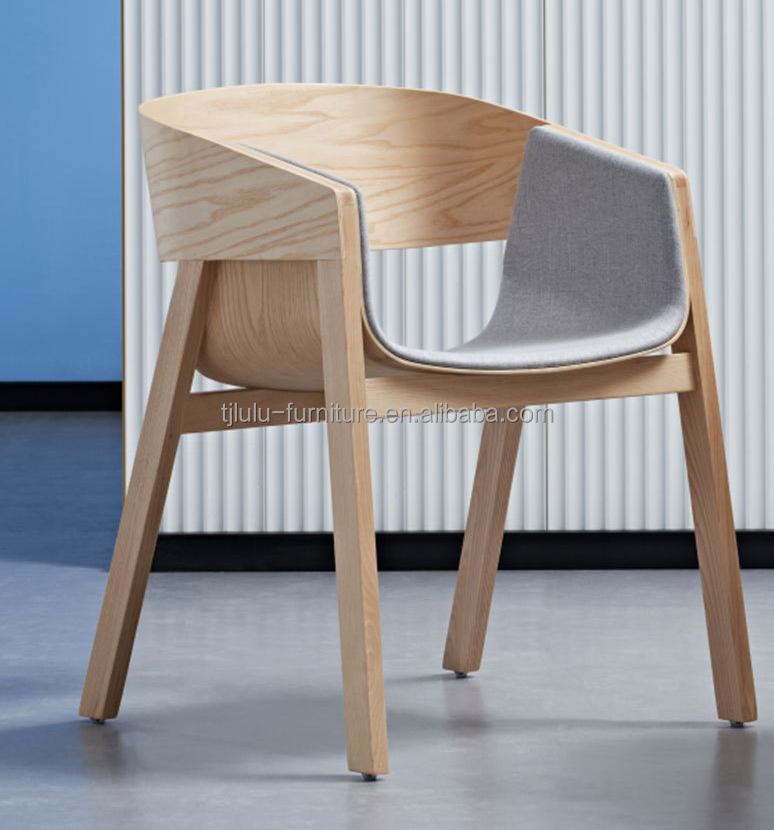 Modern Design Solid Wood Dining Room Chair with Fabric Cushion and Natural Color