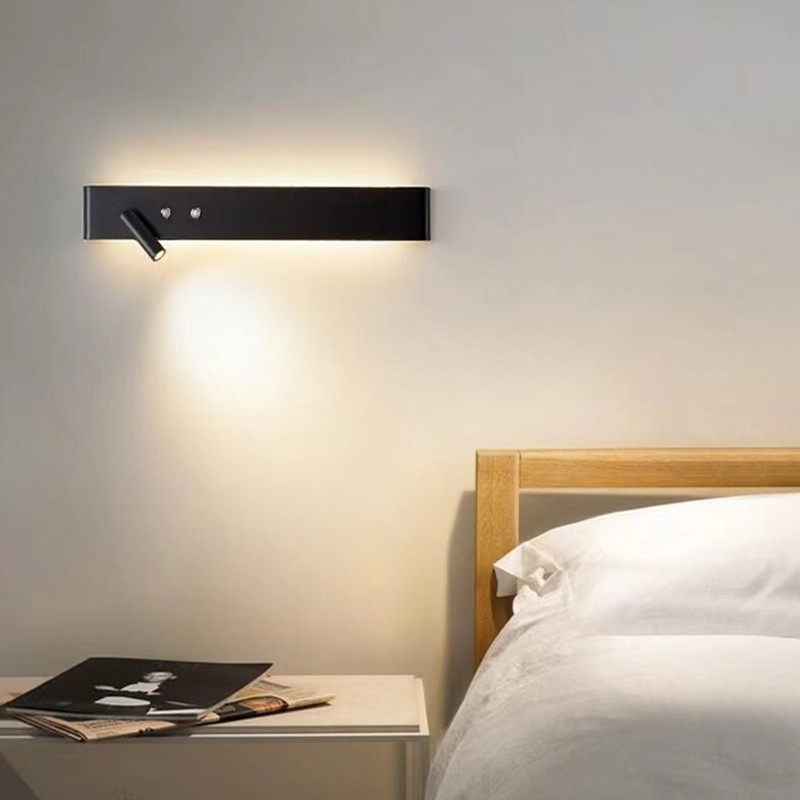 linetype bedside wall lamp linear bedroom background wall lamp Nordic apartment hotel room headboard reading light