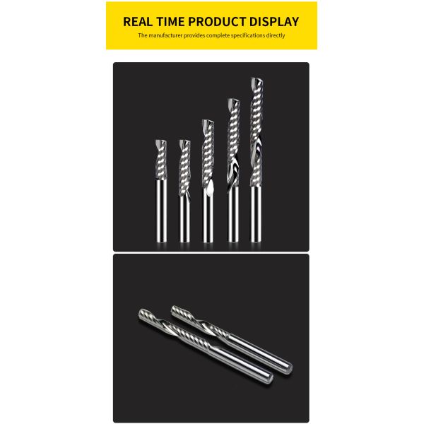 Solid Carbide 8mm Shank One Flute 1/8 End Mill Wood Spindle Cutter Acrylic CNC Router Bit Cutter Aluminium Cutter Bit
