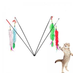 China Fashion Interactive Cat Toys Soft Plush Feathers Stick Long Tail Educational Cat Toys on sale