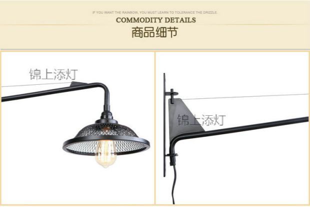 Retro Long swing arm wall lamp for living room Bathroom Vanity Replica Designer black wall lamp(WH-OR-237)