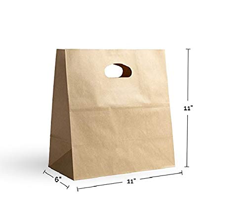 Custom Die Cut Paper Shopping Carrier Bag With Logo Printed White Brown Kraft Paper