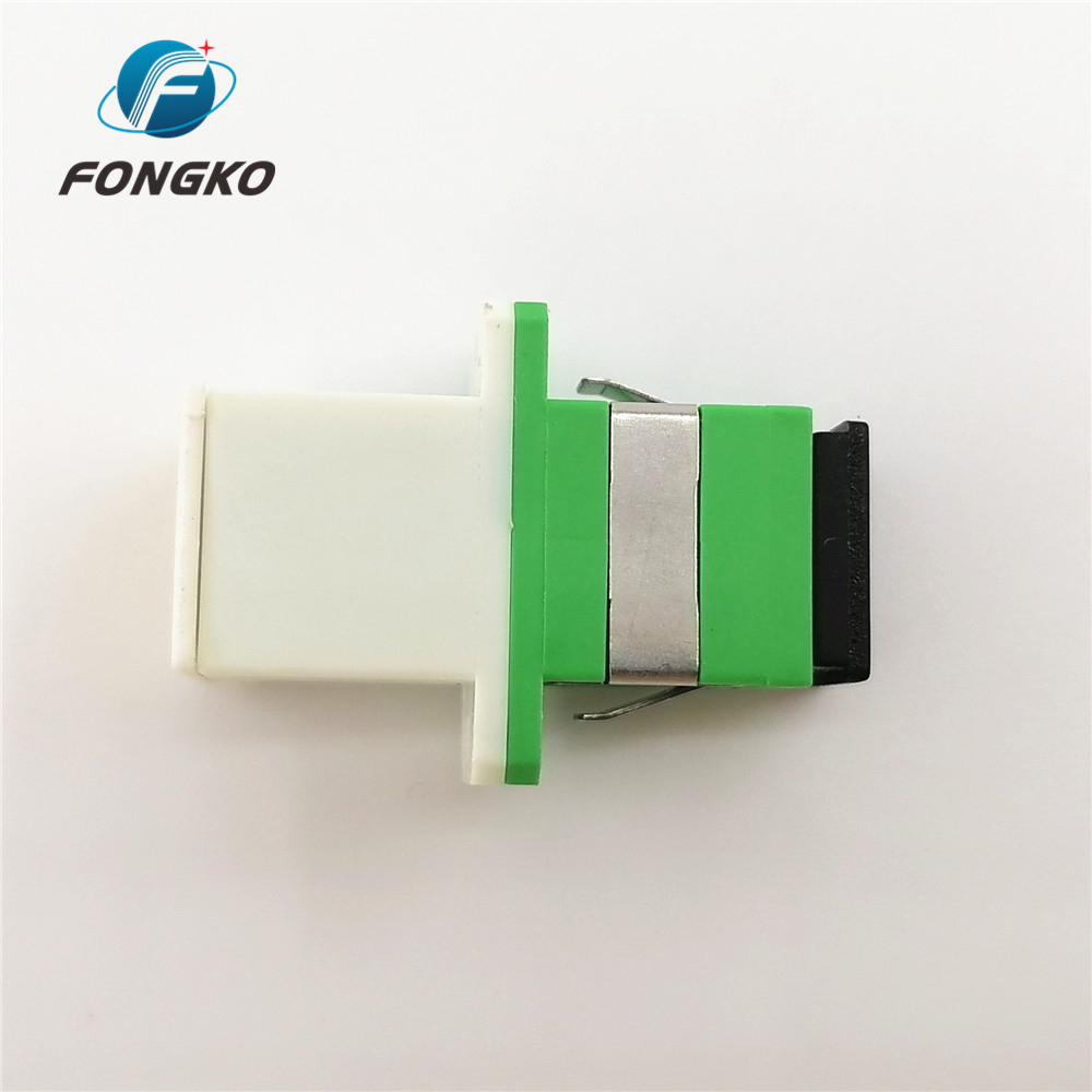 White Auto Shutter Single Mode SC APC Coupler Optical with Metal Shrapnel Green