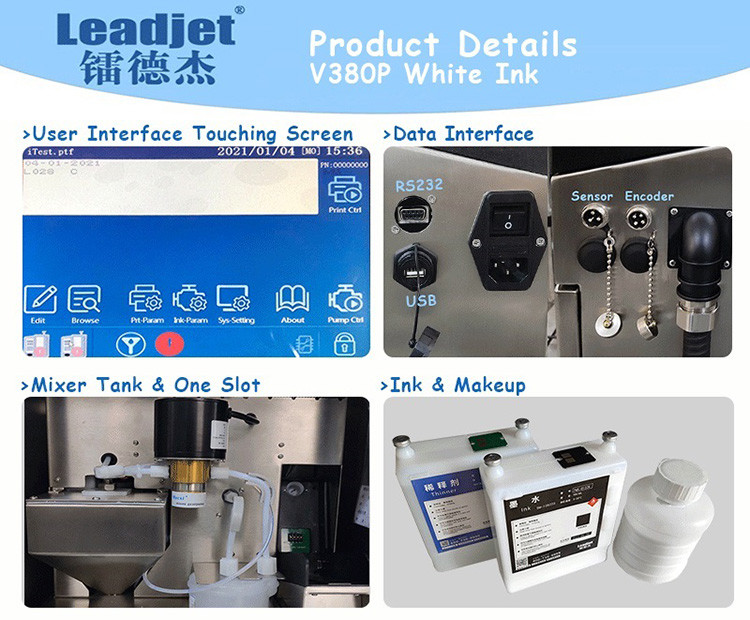 48 Dots Leadjet Small Character Continuous Inkjet Printer 10000 Bottles/Hour Speed