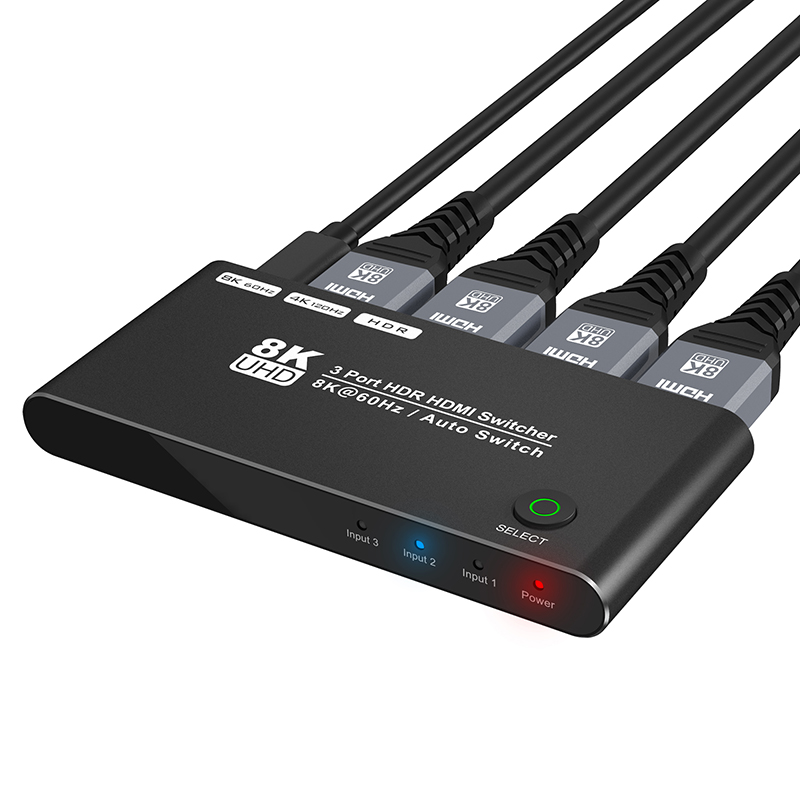 8K HDMI Switch 3 In 1 Out Support 3 HDMI Input 8K 60Hz 4K 120Hz Advanced Technology