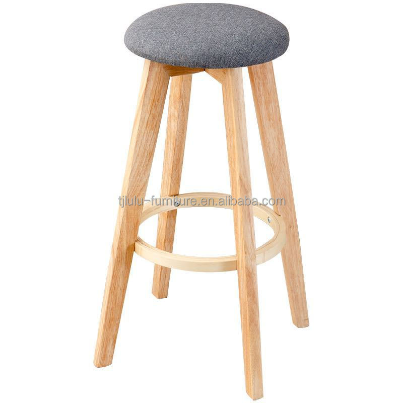 Commercial Furniture Modern Design Solid Wood Bar Stool High Chair for Bar
