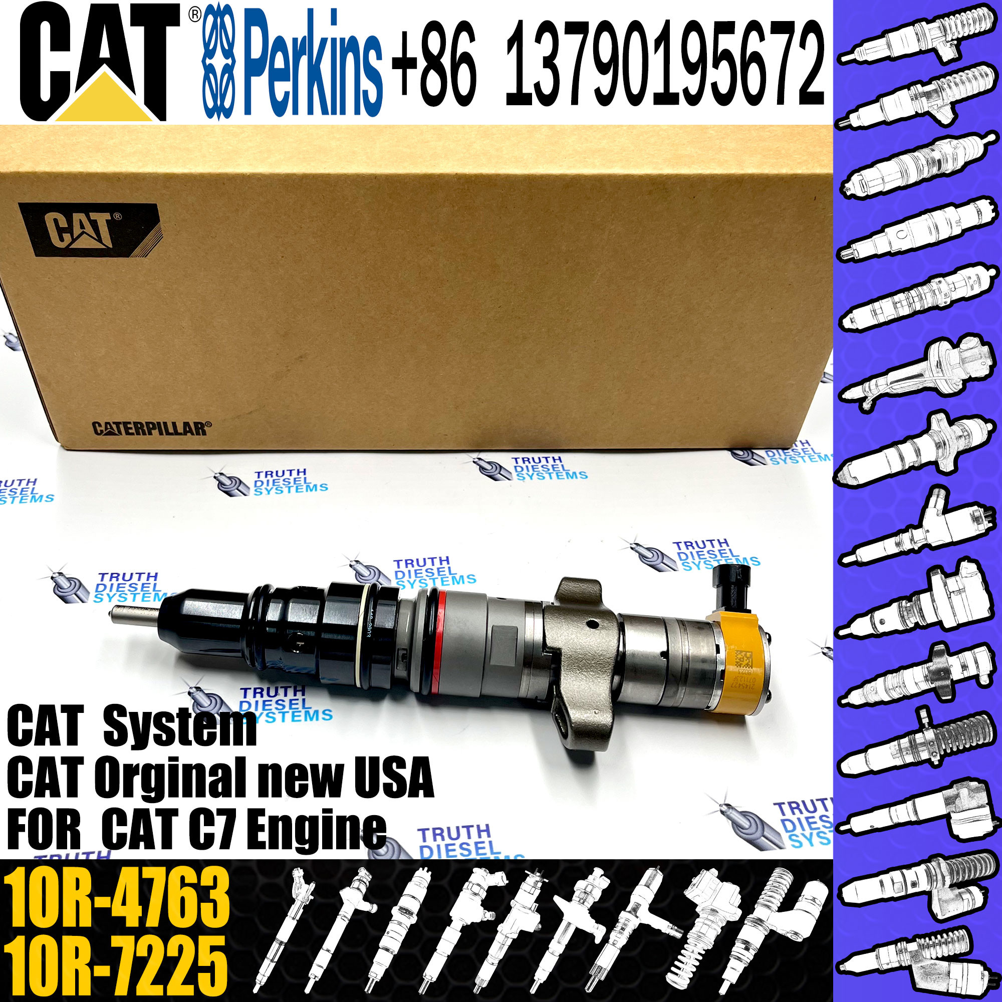 Diesel Fuel Injector 1OR-4763 20R-9079 2OR-8071 20R-8066 295-9166 for Caterpillar E330C 330C C7 engine