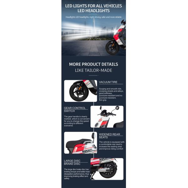 65km 2000W Electric Motorcycle Scooter Low Height For Ladies Fast Charging