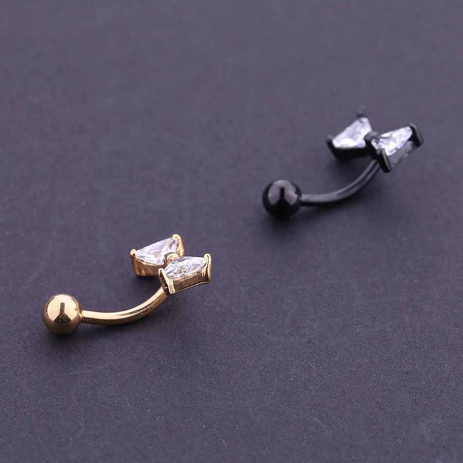 Internally Thread Prong Set CZ Belly Button Ring Dangle Body Piercing Jewelry Titanium