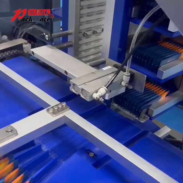 Finished sachet products on conveyor