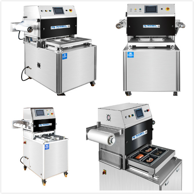 Vertical Display Modified Atmosphere Packaging Equipment Skin Meal Tray Packer