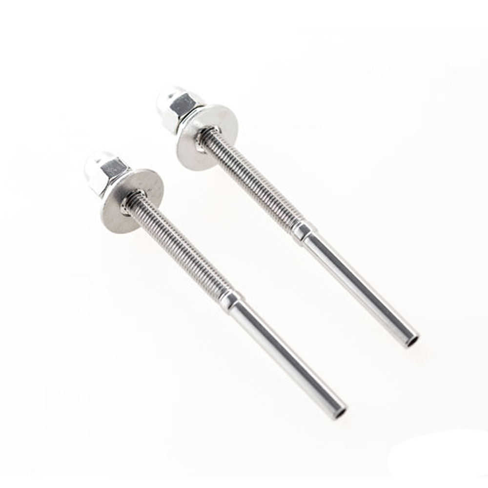 Polished 316 Stainless Steel Cable Railing Swage Threaded Stud Tension End Fitting Terminal for Handrails