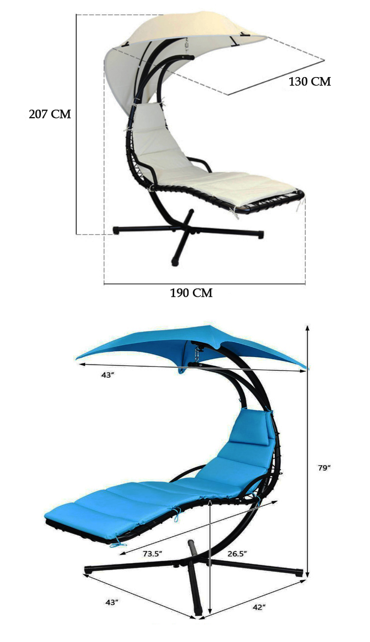Upgrade Your Patio Modern Metal Stand Hammock Swing Chair with Cushion and Sun Canopy
